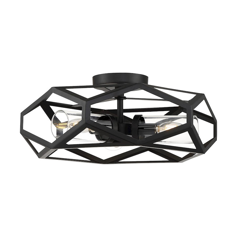 Nuvo Lighting Zemi 3 Light Flush Mount, Clear Glass, Black