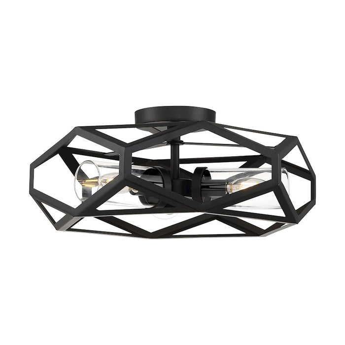 Nuvo Lighting Zemi 3 Light Flush Mount, Clear Glass, Black