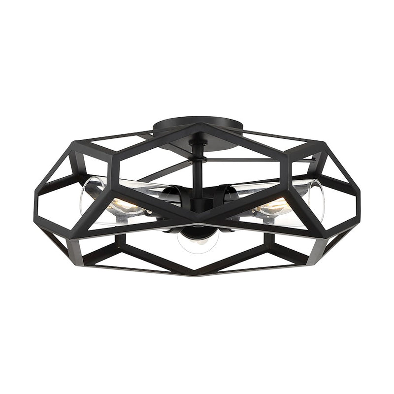 Nuvo Lighting Zemi 3 Light Flush Mount, Clear Glass, Black