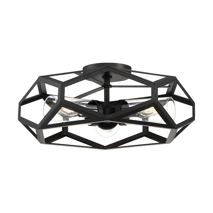 Nuvo Lighting Zemi 3 Light Flush Mount, Clear Glass, Black