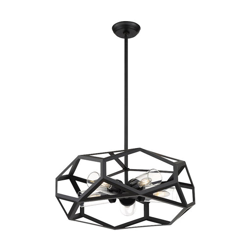 Nuvo Lighting Zemi 5 Light Chandelier, Clear Glass, Black