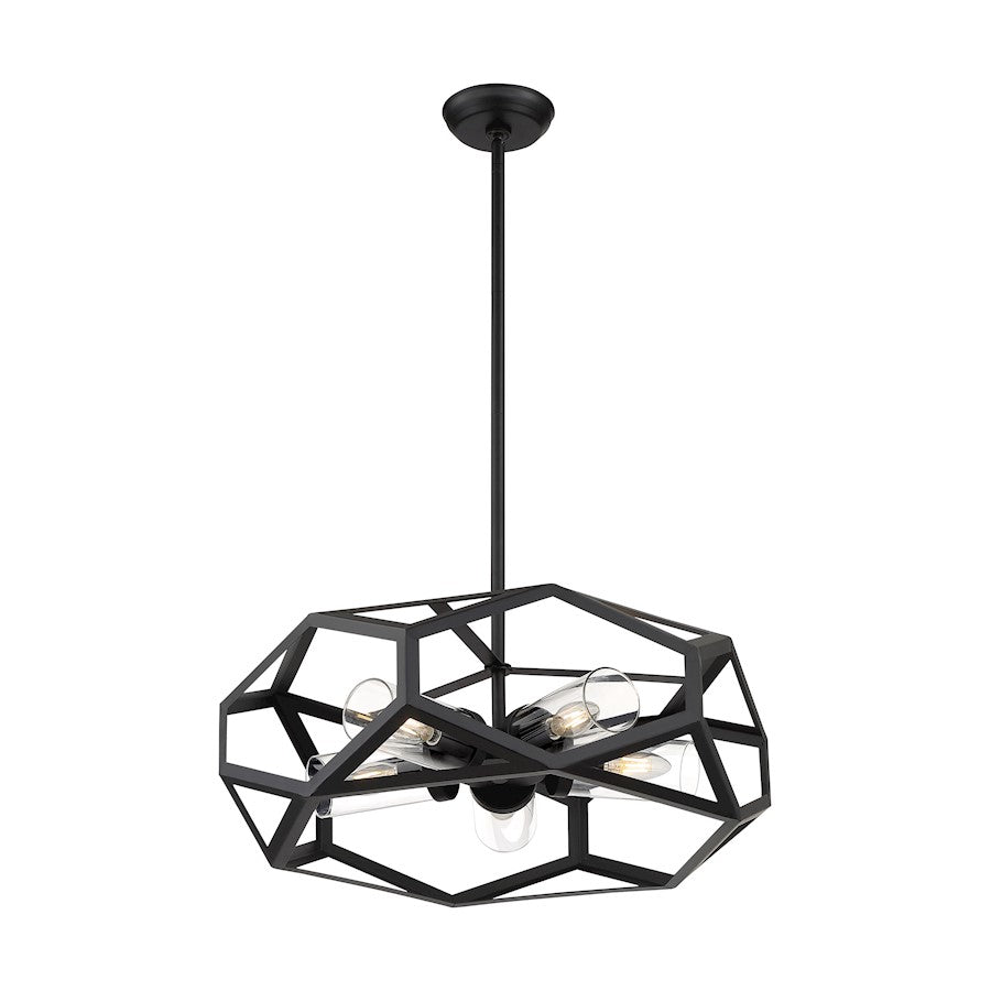 Nuvo Lighting Zemi 5 Light Chandelier, Clear Glass, Black