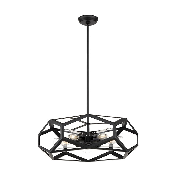Nuvo Lighting Zemi 5 Light Chandelier, Clear Glass, Black