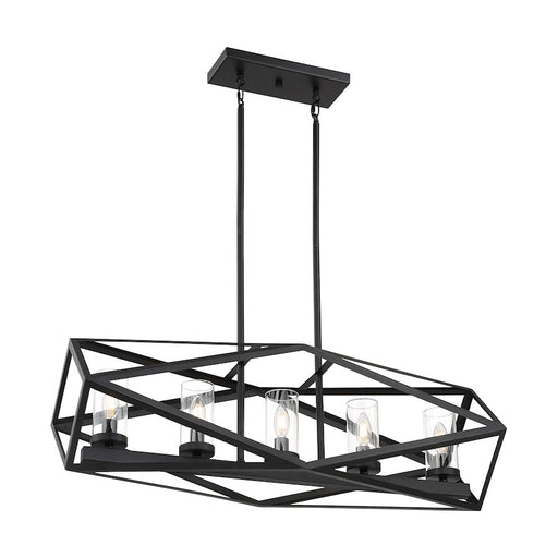 Nuvo Lighting Zemi 5 Light Island Pendant, Clear Glass, Black