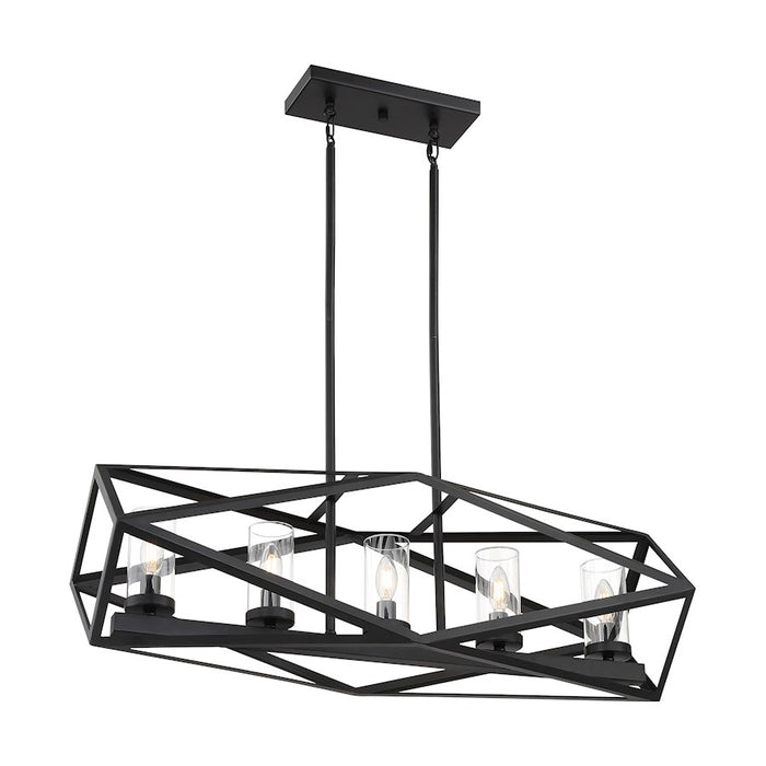 Nuvo Lighting Zemi 5 Light Island Pendant, Clear Glass, Black