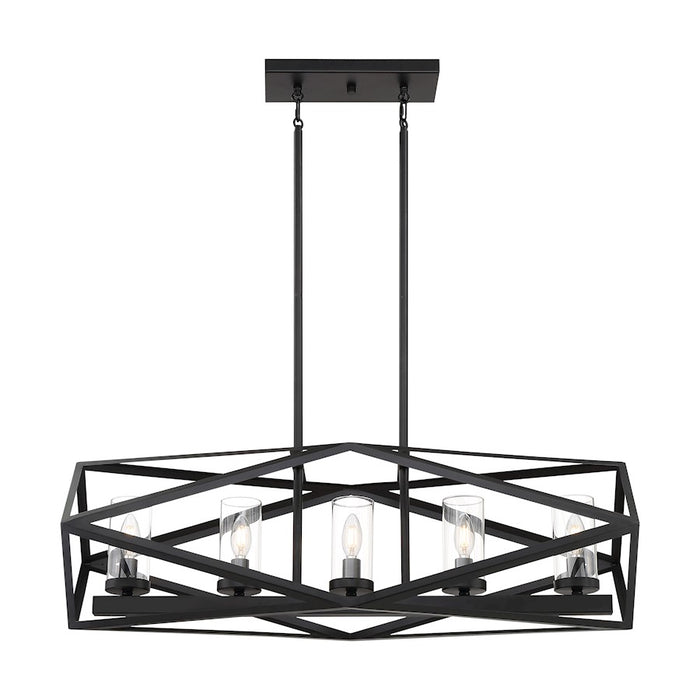 Nuvo Lighting Zemi 5 Light Island Pendant, Clear Glass, Black