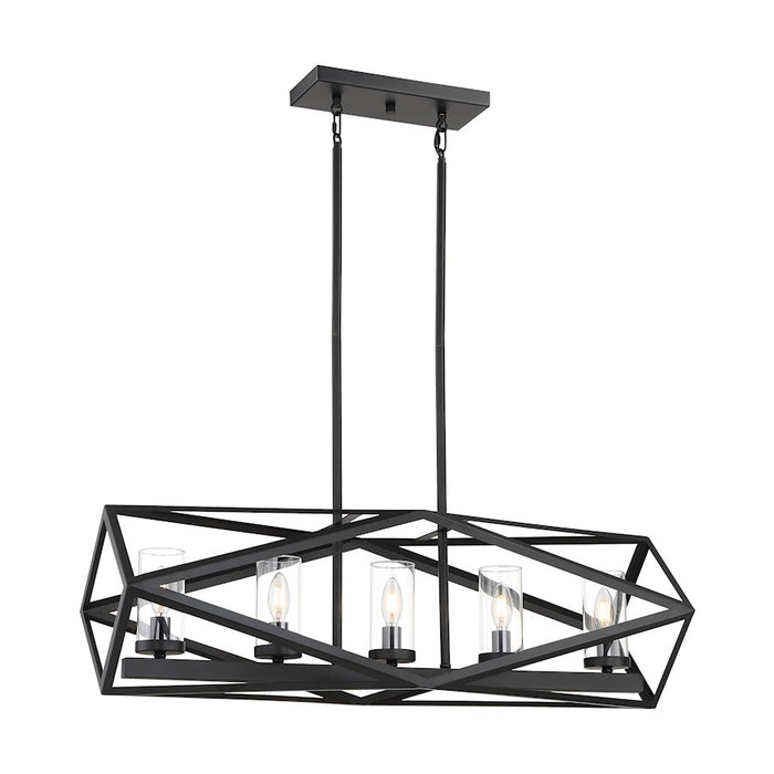 Nuvo Lighting Zemi 5 Light Island Pendant, Clear Glass, Black