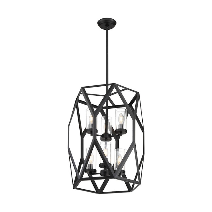 Nuvo Lighting Zemi 6 Light Pendant, Clear Glass, Black