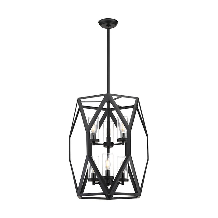 Nuvo Lighting Zemi 6 Light Pendant, Clear Glass, Black