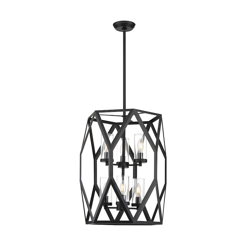 Nuvo Lighting Zemi 6 Light Pendant, Clear Glass, Black