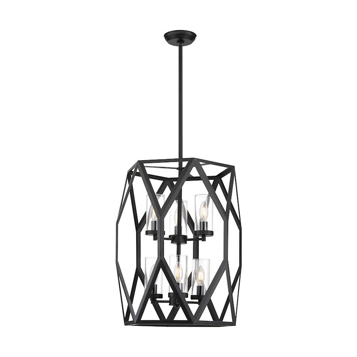 Nuvo Lighting Zemi 6 Light Pendant, Clear Glass, Black