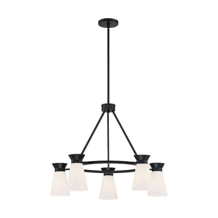Nuvo Lighting Caleta 5 Light Chandelier, Cylindrical Glass, Black