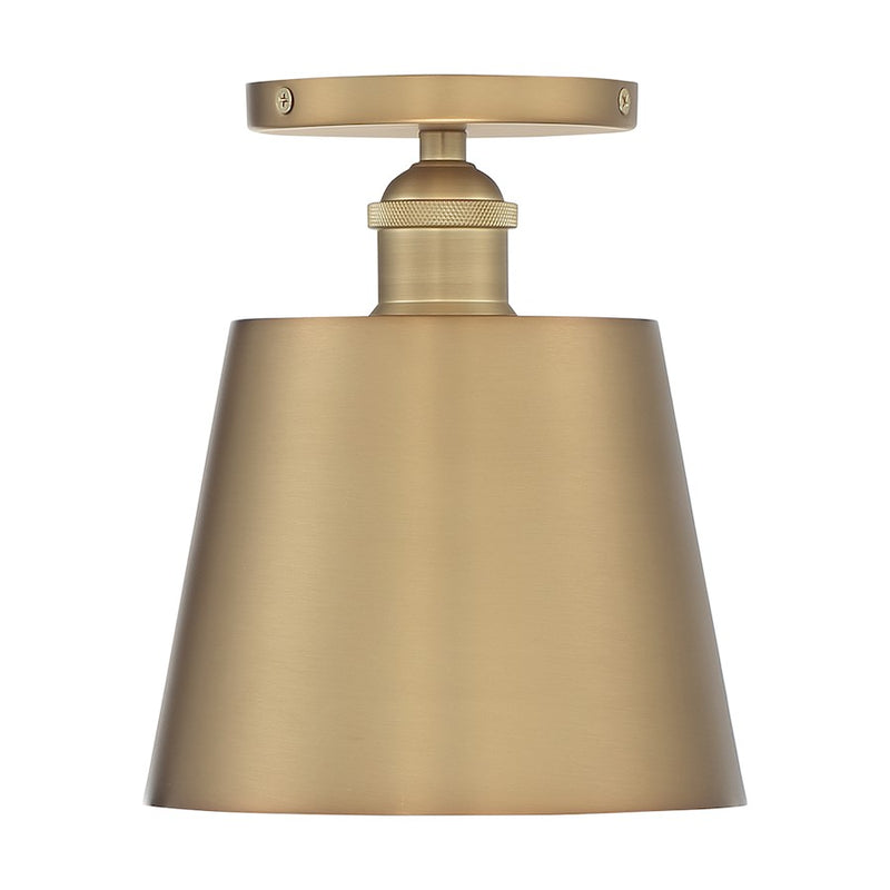 Nuvo Lighting Motif 7in 1-Light Semi-Flush | Transitional Brushed Brass and White Accents | Hallway & Bedroom Ceiling Light | 7.25 x 7.25 | Model 60-7321