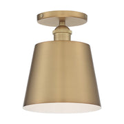 Nuvo Lighting Motif 7in 1-Light Semi-Flush | Transitional Brushed Brass and White Accents | Hallway & Bedroom Ceiling Light | 7.25 x 7.25 | Model 60-7321