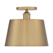 Nuvo Motif 10in 1-Light Semi-Flush | Transitional Brushed Brass and White Accents | Hallway & Bedroom Ceiling Light | 10 x 10 x 9 in | Model 60-7322