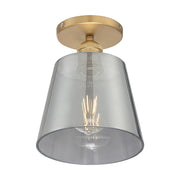 Nuvo Lighting Motif 7.25in 1-Light Semi-Flush | Transitional Brushed Brass and Smoked Glass | Entryway & Hallway Accent | 7.25 x 7.25 x 9 | Model 60-7323