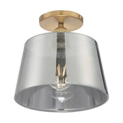 Nuvo Lighting Motif 10in 1-Light Semi-Flush | Transitional Brushed Brass and Smoked Glass | Entryway & Hallway | 10 x 10 x 9 in | Model 60-7324