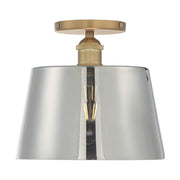 Nuvo Lighting Motif 10in 1-Light Semi-Flush | Transitional Brushed Brass and Smoked Glass | Entryway & Hallway | 10 x 10 x 9 in | Model 60-7324