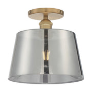 Nuvo Lighting Motif 10in 1-Light Semi-Flush | Transitional Brushed Brass and Smoked Glass | Entryway & Hallway | 10 x 10 x 9 in | Model 60-7324
