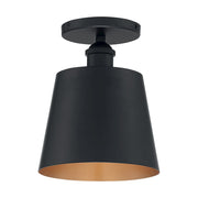 Nuvo Lighting Motif 7.25in 1-Light Semi-Flush | Transitional Black and Gold Accents | Entryway & Hallway | 7.25 x 9 in | Model 60-7331