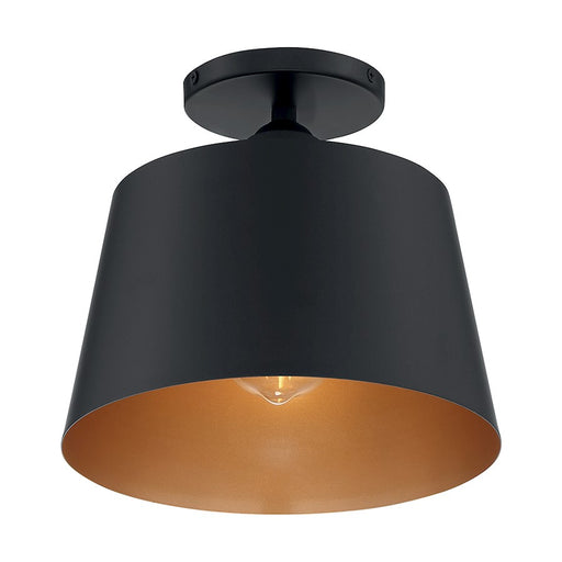 Nuvo Lighting Motif 10in 1-Light Semi-Flush | Transitional Black and Gold Accents | Entryway & Hallway | 10 x 9 in | Model 60-7332