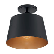 Nuvo Lighting Motif 10in 1-Light Semi-Flush | Transitional Black and Gold Accents | Entryway & Hallway | 10 x 9 in | Model 60-7332