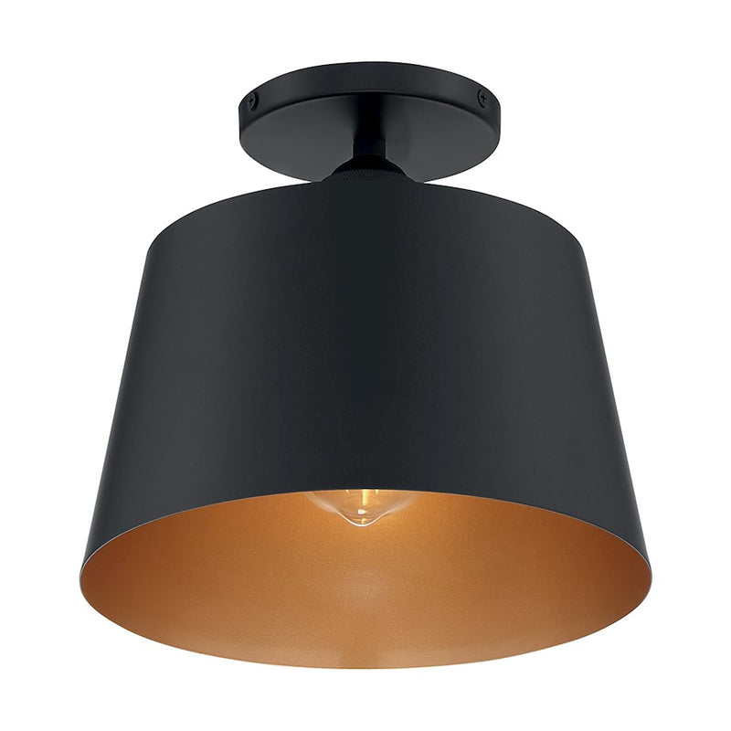Nuvo Lighting Motif 10in 1-Light Semi-Flush | Transitional Black and Gold Accents | Entryway & Hallway | 10 x 9 in | Model 60-7332
