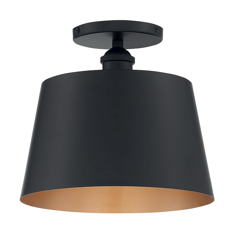 Nuvo Lighting Motif 10in 1-Light Semi-Flush | Transitional Black and Gold Accents | Entryway & Hallway | 10 x 9 in | Model 60-7332