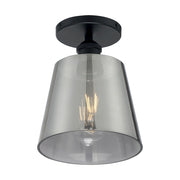 Nuvo Lighting Motif 7.25in 1-Light Semi-Flush | Transitional Black and Smoked Glass | Entryway & Hallway | 7.25 x 9 in | Model 60-7333