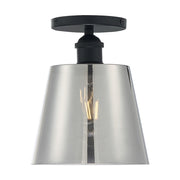 Nuvo Lighting Motif 7.25in 1-Light Semi-Flush | Transitional Black and Smoked Glass | Entryway & Hallway | 7.25 x 9 in | Model 60-7333