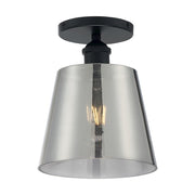 Nuvo Lighting Motif 7.25in 1-Light Semi-Flush | Transitional Black and Smoked Glass | Entryway & Hallway | 7.25 x 9 in | Model 60-7333