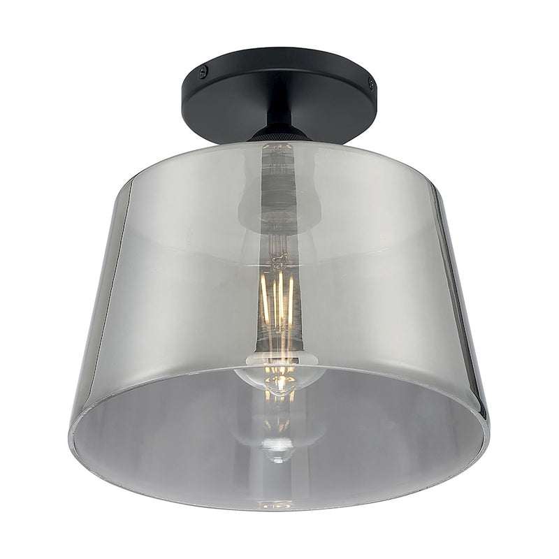 Nuvo Lighting Motif 10in 1-Light Semi-Flush | Transitional Black and Smoked Glass | Entryway & Hallway | 10 x 10 x 9 in | Model 60-7334