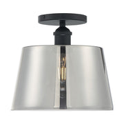 Nuvo Lighting Motif 10in 1-Light Semi-Flush | Transitional Black and Smoked Glass | Entryway & Hallway | 10 x 10 x 9 in | Model 60-7334