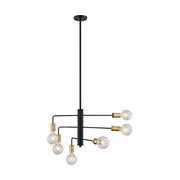 Nuvo Lighting Ryder 25in 6-Light Chandelier | Industrial Black and Brushed Brass | Kitchen Island & Dining Room | 25.25 x 25.25 x 15 in | Model 60-7344