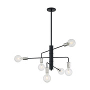 Nuvo Lighting Ryder 25in 6-Light Chandelier | Industrial Black and Polished Nickel | Dining Room & Living Room | 25.25 x 15 in | Model 60-7354