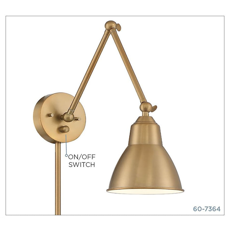 Nuvo Lighting Fulton Swing Arm Lamp, Switch