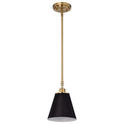 Nuvo Lighting Dover 7in 1-Light Mini Pendant | Mid-Century Modern Black and Vintage Brass with White Liner | Kitchen Island & Bedroom | 7 | Model 60-7408