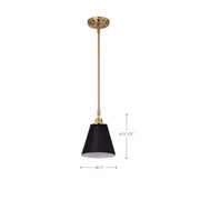 Nuvo Lighting Dover 7in 1-Light Mini Pendant | Mid-Century Modern Black and Vintage Brass with White Liner | Kitchen Island & Bedroom | 7 | Model 60-7408