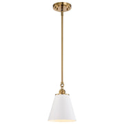 Nuvo Lighting Dover 7in 1-Light Mini Pendant | Mid-Century Modern White and Vintage Brass | Kitchen Island & Bedroom Nightstand | 7 x 7 x | Model 60-7409