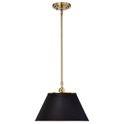 Nuvo Lighting Dover 1-Light Medium Pendant | Mid-Century Modern Black and Vintage Brass with White Lined Shade | Kitchen Island & Dining | Model 60-7411