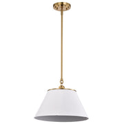 Nuvo Lighting Dover 14in 1-Light Medium Pendant | Mid-Century Modern White and Vintage Brass | Kitchen Island & Dining Room | 14 x 14 x 10 | Model 60-7412