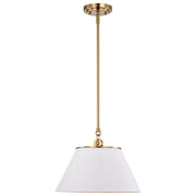 Nuvo Lighting Dover 14in 1-Light Medium Pendant | Mid-Century Modern White and Vintage Brass | Kitchen Island & Dining Room | 14 x 14 x 10 | Model 60-7412