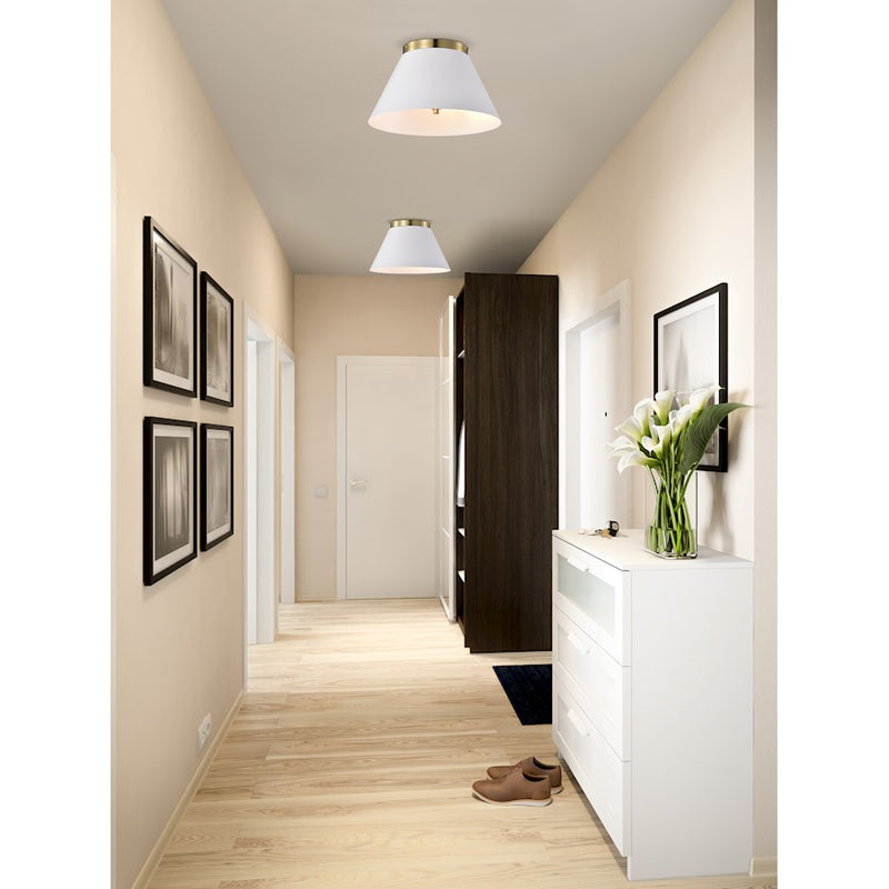 Nuvo Lighting Dover 20in 3-Light Flush Mount | Mid-Century Modern Vintage Brass and Clear Glass | Entryway & Hallway | 20 x 20 x 9 in | Model 60-7422