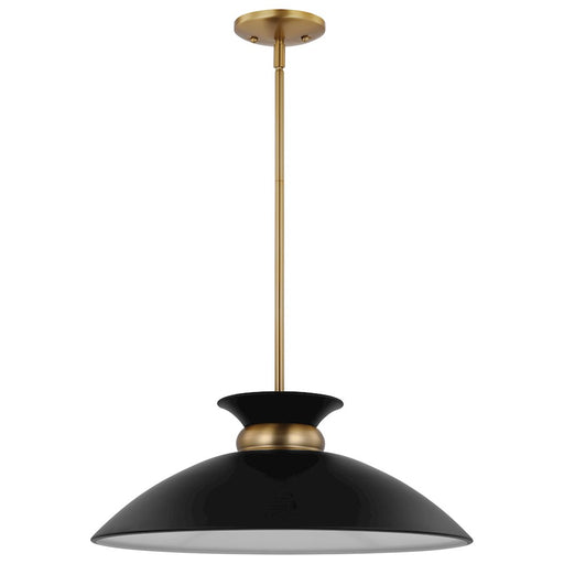 Nuvo Lighting Perkins 20in 1-Light Medium Pendant | Retro Modern Matte Black and Burnished Brass Metal | Kitchen Island & Dining Room | 20 | Model 60-7461