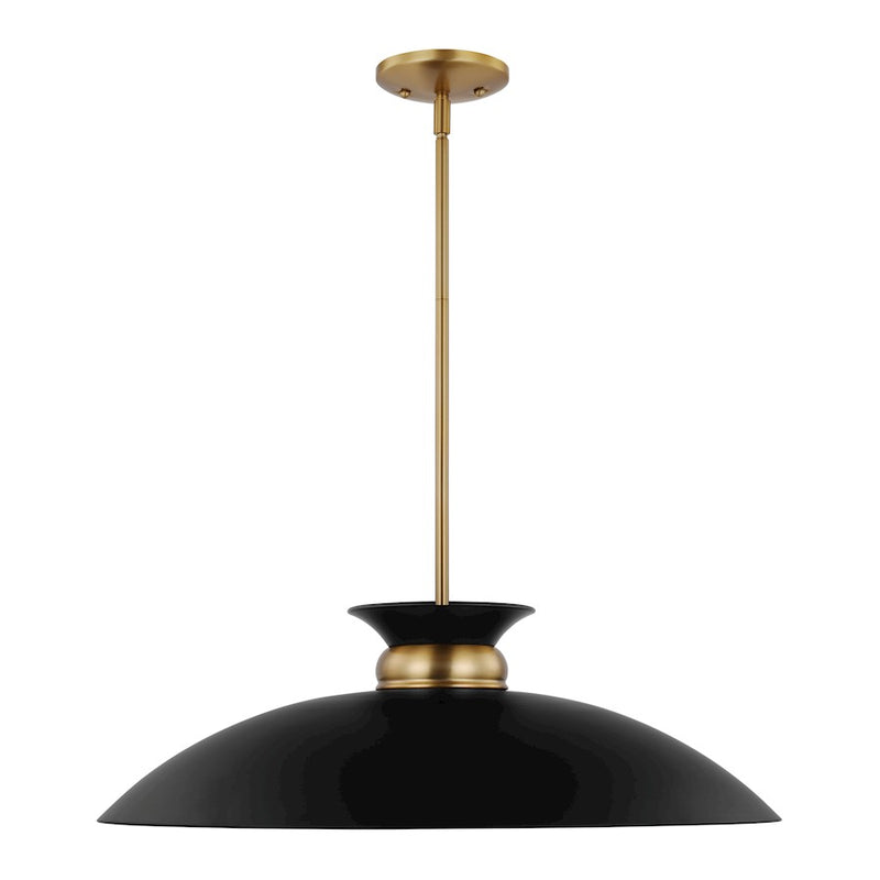 Nuvo Lighting Perkins 24in 1-Light Large Pendant | Retro Modern Matte Black and Burnished Brass | Kitchen Island & Dining Room | 24 x 24 x | Model 60-7462