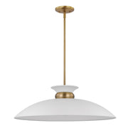 Nuvo Lighting Perkins 24in 1-Light Large Pendant | Retro Modern Matte White and Polished Nickel | Kitchen Island & Dining Room | 24 x 24 x | Model 60-7465