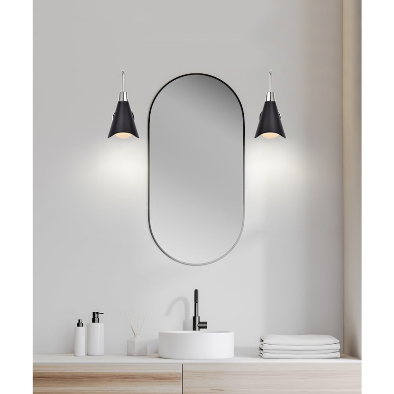 Nuvo Lighting Tango 1-Light Wall Sconce | Mid-Century Modern Matte Black and Polished Nickel | Bathroom & Hallway Accent | 10 x 6 x 14 in | Model 60-7469