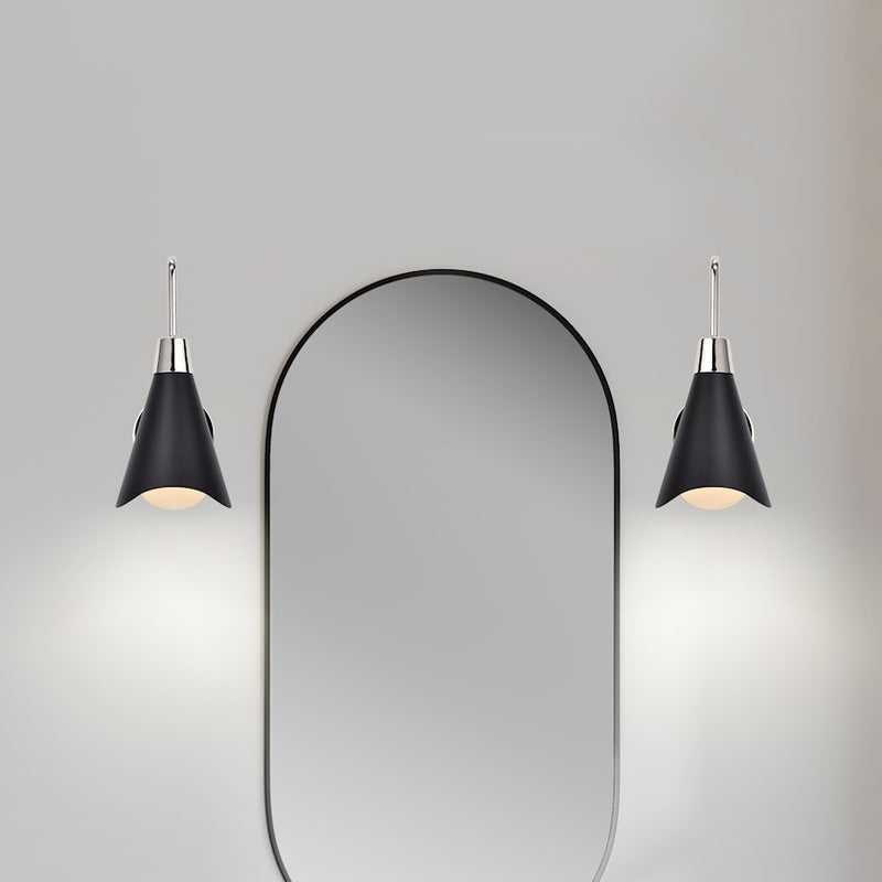 Nuvo Lighting Tango 1-Light Wall Sconce | Mid-Century Modern Matte Black and Polished Nickel | Bathroom & Hallway Accent | 10 x 6 x 14 in | Model 60-7469