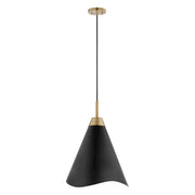 Nuvo Lighting Tango 1-Light Small Pendant | Mid-Century Modern Matte Black and Burnished Brass | Kitchen Island & Hallway | 8 x 8 x 16 in | Model 60-7470