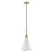 Nuvo Lighting Tango 8in 1-Light Small Pendant | Mid-Century Matte White and Burnished Brass | Kitchen Island & Hallway | 8 x 8 x 16 in | Model 60-7471